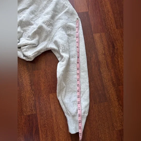 Alexander Wang All Over Logo Embroidery Monogram Turtleneck Sweatshirt Crop Top - Picture 15 of 17